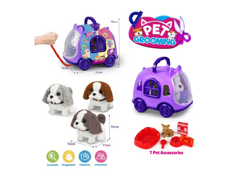 Purple Leash Bike + B/O Plush Color-Blocked Dog + Accessories