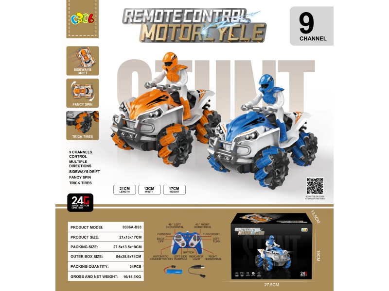 9-Channel Remote-Controlled Side-Shifting Off-Road Motorcycle