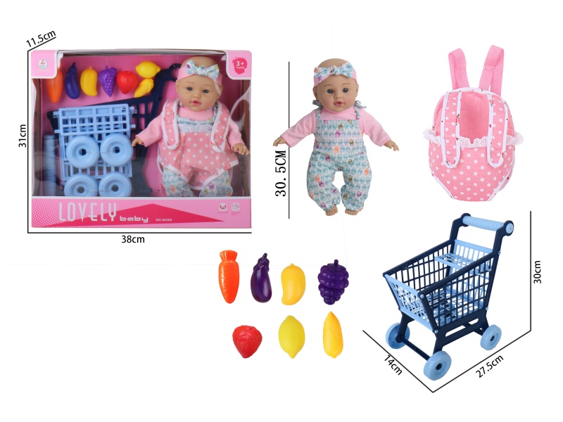 12-Inch Plastic Baby Carrying Cart Accessories With Rubber Coating And Stuffed Cotton Padding