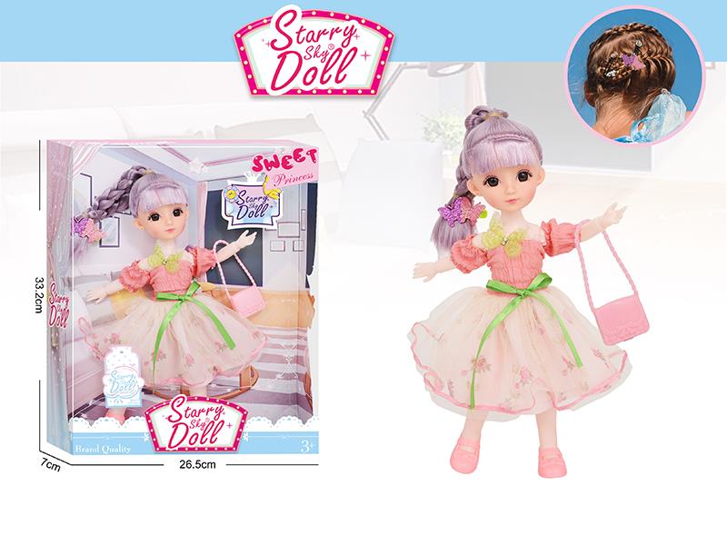 12 Inch 11-Joints Fashion Doll With Hair Clip, Handbag