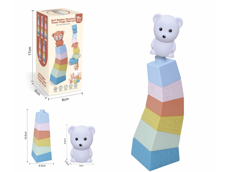 Soft Plastic Stacked Tower Finger Doll Set(Polar Bear) 7pcs