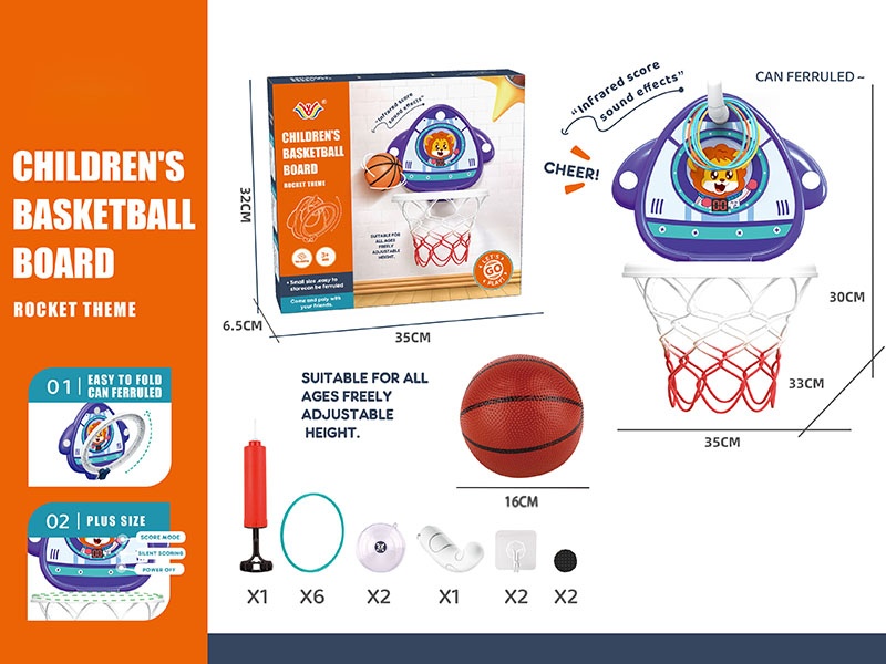 Rocket Electrnic Scoring Basketball Board With Rings Toss Game