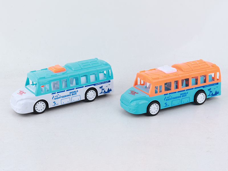 Pull Line Tour Bus Toy With Lights