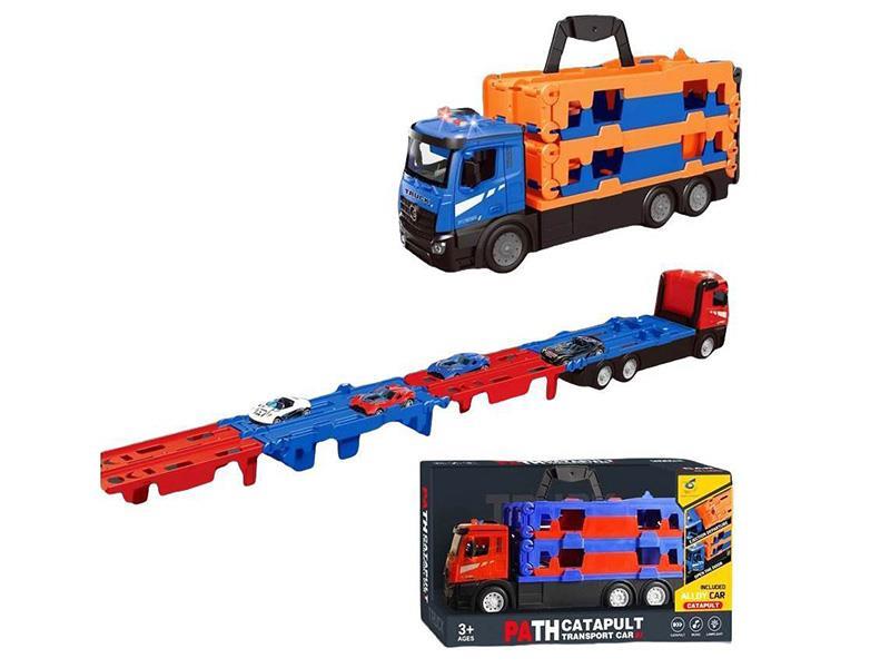 Friction Ejection Track Transport Vehicle(With Lights And Music, Story) + 2 Iron Cars