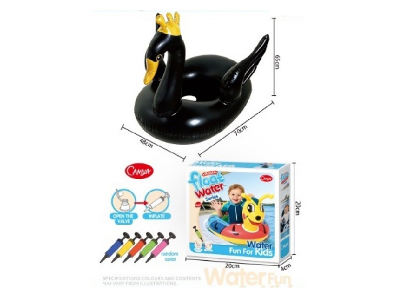 Children'S Swimming Ring + Air Pump [Black Swan]