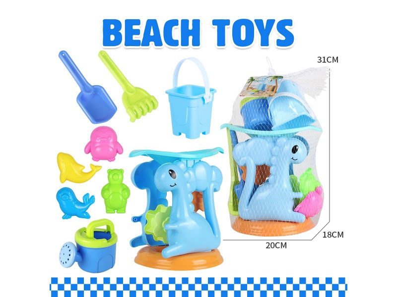 Dinosaur Hourglass Castle Bucket, Polar Animals 9-Piece Set