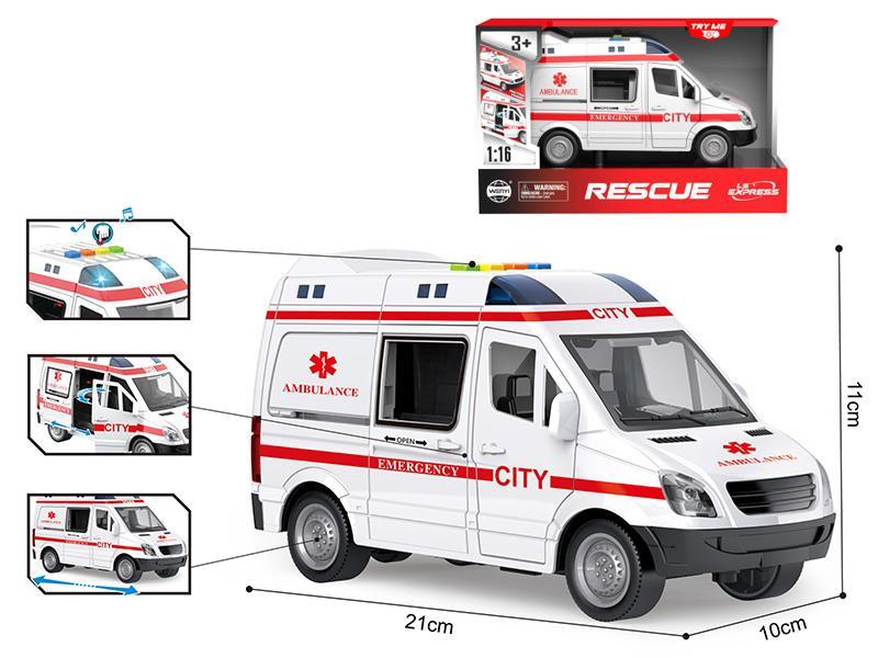 Friction Ambulance(With Light And Sound, Can Open The Door)