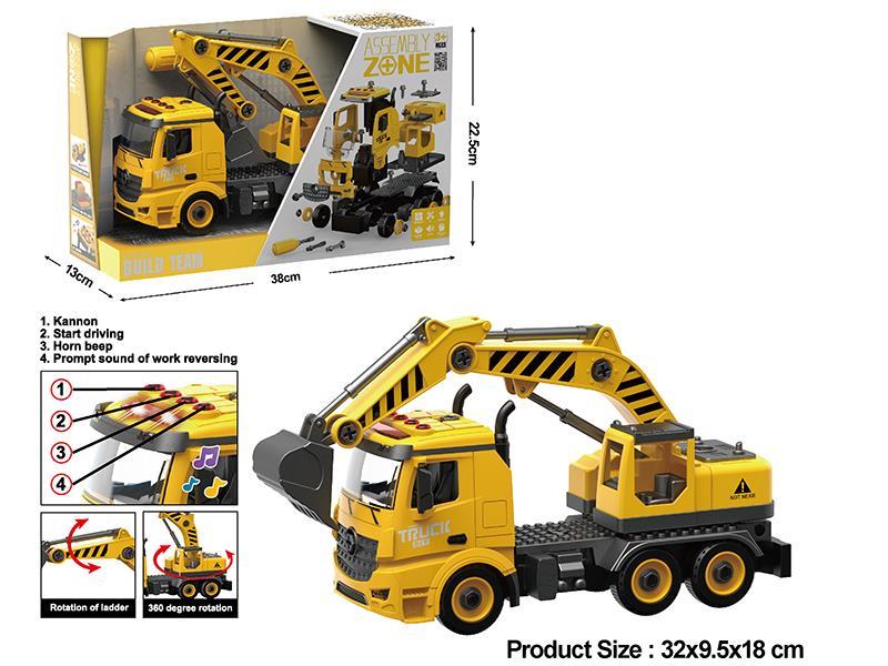 1:12 DIY Assembly  Friction Engineering Truck(4 Keys,Sound,Light)