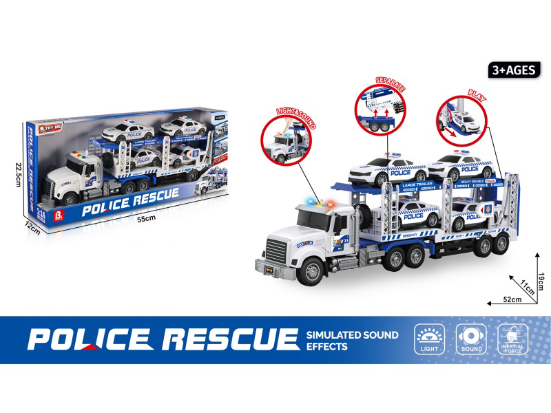 1:16 Sound And Light Inertial Double-Decker Transport Police Car (Package 3*Ag13)
