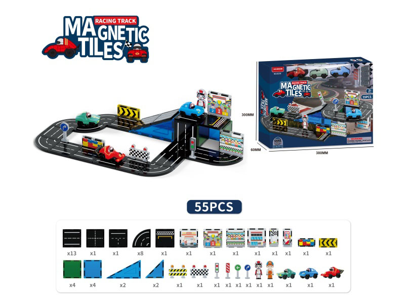 Building Blocks: Racing Road Theme Series: 55 Pieces Of Accessories
