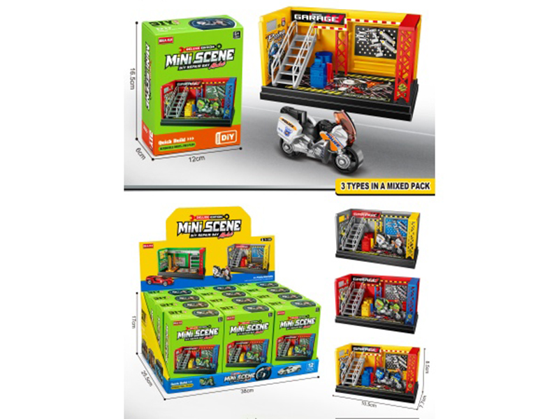 The Magic Version Mini Scene Motorcycle Repair Shop Comes With A Zinc Alloy Scooter