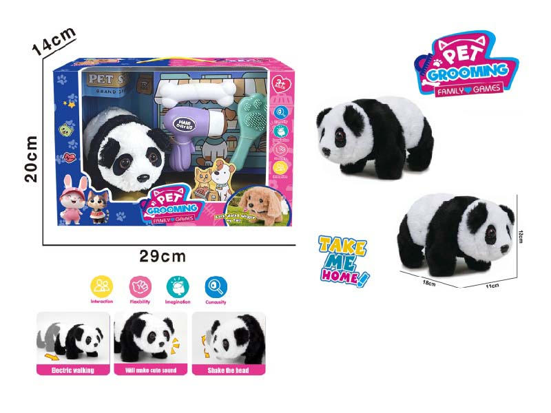 Play House B/O Plush Walking Panda (Single Color) Paired With Medical Device Care Set
