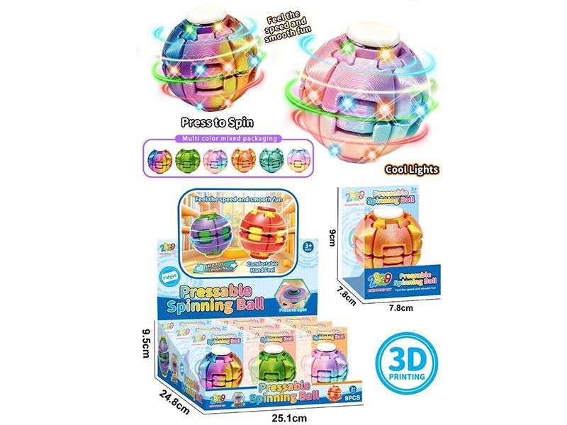 3D Printing Pressable Spinning Ball With Lights 9pcs/Box
