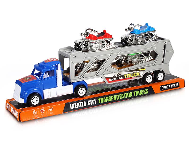 Friction Transport Truck With 4 Harley Motorcycles