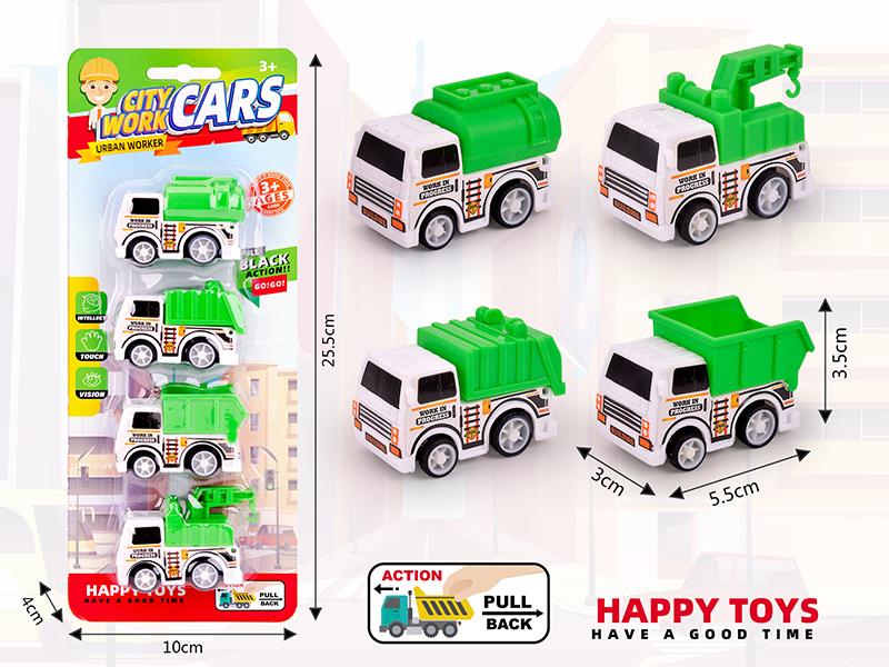 Pull Back Sanitation Truck 4PCS