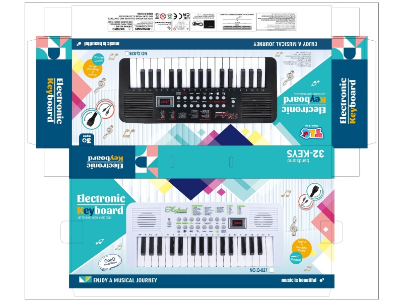 32-Key Multi-Functional Electronic Organ With Microphone, Type-C Connection Cable (Black)
