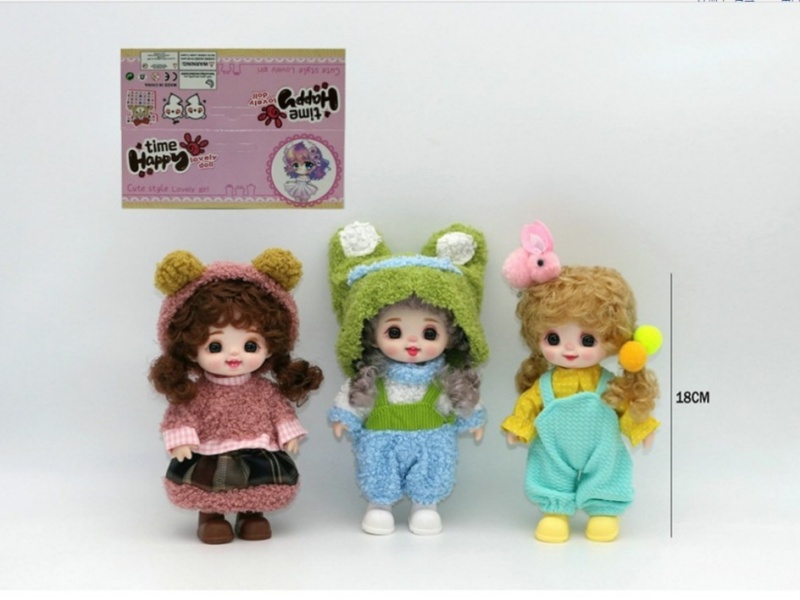 7-Inch 18Cm Eco-Friendly 13-Joint 3D True Eyeball Cute Kid Peach-Flavored Meatballs