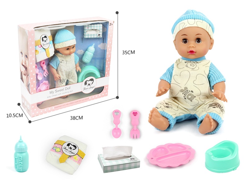 14-Inch 6-Sound Drinking And Urinating Doll Set