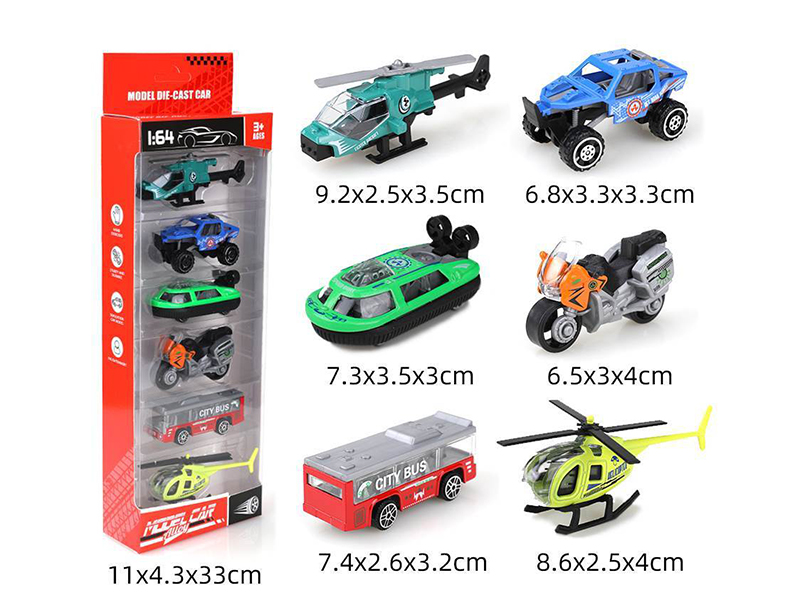 Six 1:64 Sliding Alloy Bikes