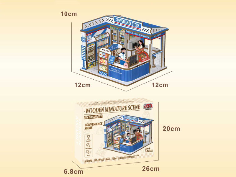 Diy Wooden Assembly Convenience Store Scene 130 PCS