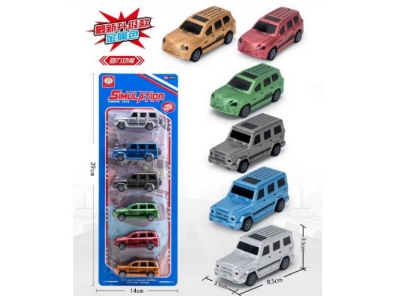 2 Sets Of 7-Color Returnee Realistic Off-Road Vehicle Models (Metallic Color), 6 PCS (Colors Are Random)