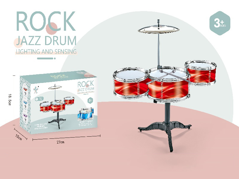 Cool Red Little Three Drum Children'S Jazz Drums