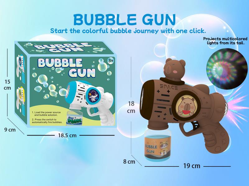 The Capibala Multi-Hole Automatic Bubble Gun (With Light) Has A Rear Projection Light