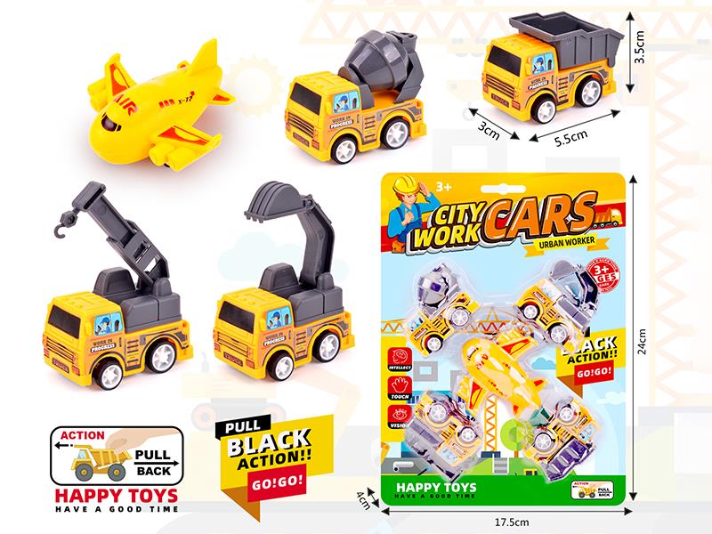 Pull Back Engineering Truck,Airplane 5PCS