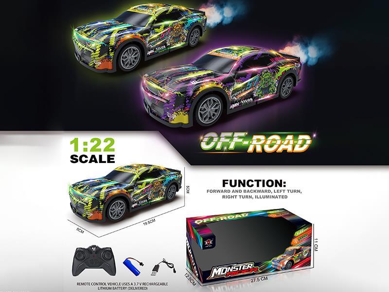27Mhz Remote Control PVC Dodge Racing Car With Light, Spray