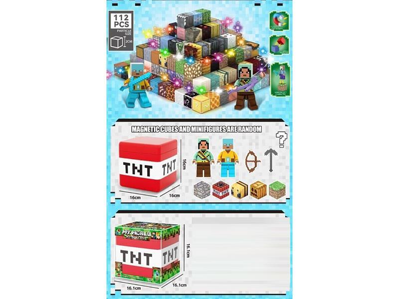 Minecraft TNT Storage Box Magnetic Block Set 112 pcs