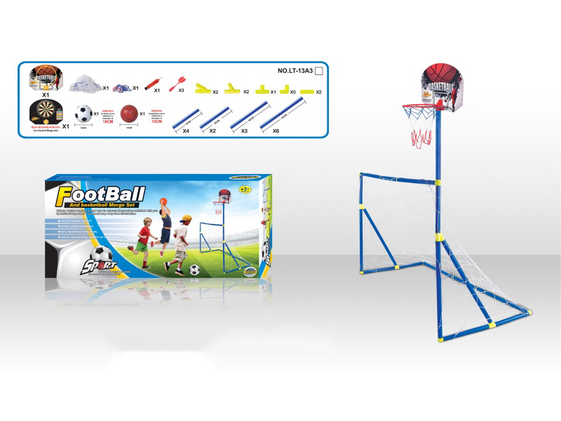 3-In-1 Football Goal + Basketball Backboard Target +18 CM Football
