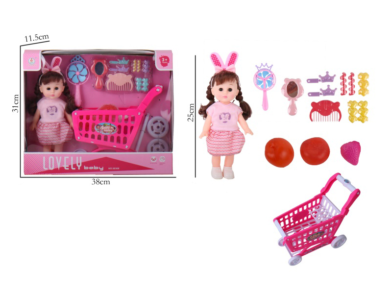 10-Inch Hand-Blown Rubber Body Doll For Shopping Cart Accessories