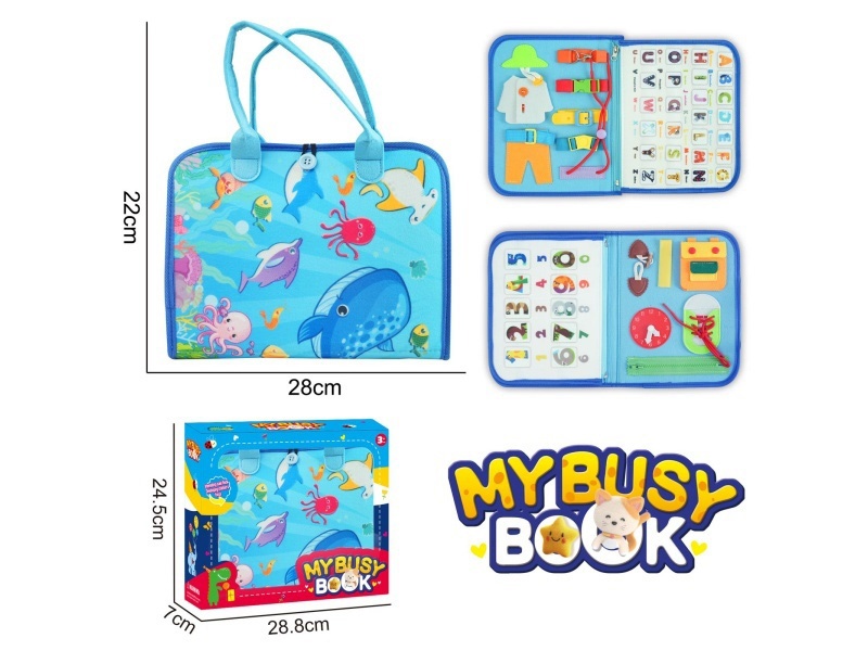 Montessori Early Childhood Education And Intelligence Development - Felt Blue 3 Pages Light Blue Ocean World With Velcro