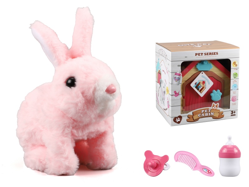 Electric Plush Rabbit With Pet Cabin