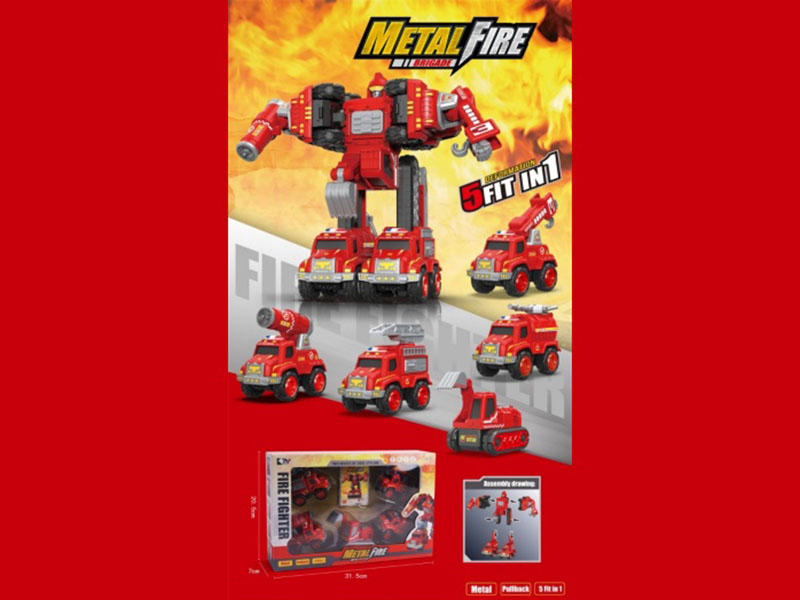 Five-In-One Robot Alloy Recoil Fire Engine
