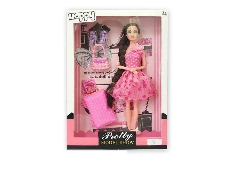11.5-Inch Solid 9-Joint Fashion Mini Skirt Doll Strap Suitcase, Shoe Blister Accessories