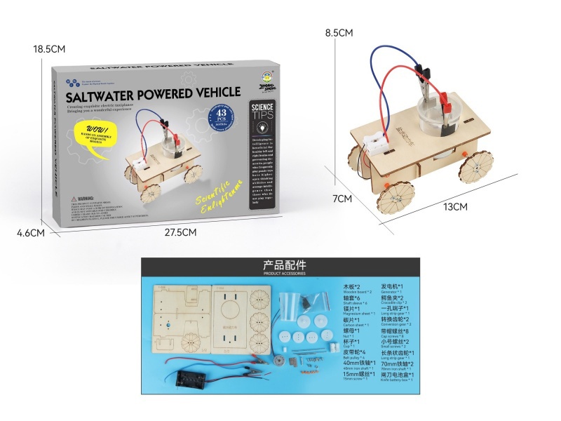 Wooden Science And Education Small Experiment - Saltwater Powered Vehicle (43Pcs)