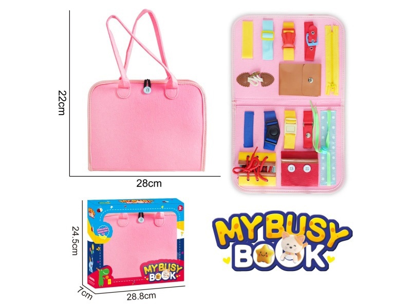 Montessori Early Childhood Education And Intelligence Development - Felt Single-Page Pink Outer Wool Busy Board