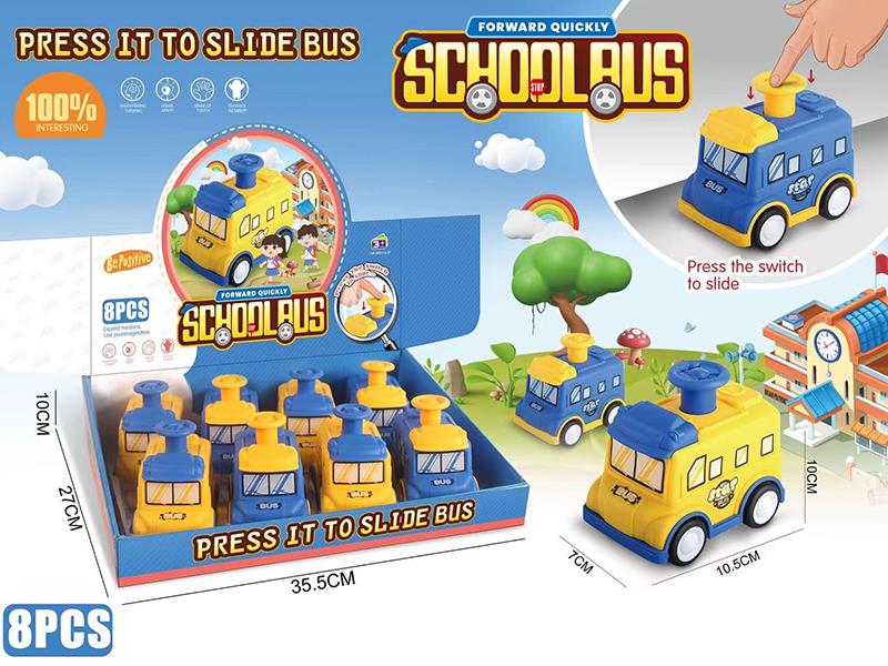 Press&Slide School Bus Toys 8pcs