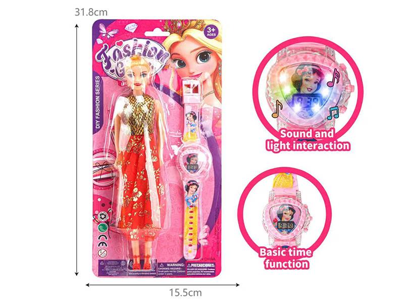 Cartoon Watch With Light And Music + Doll