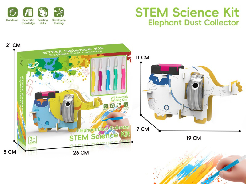 Science Experiment Series Diy Puzzle Assembly 3D Stereoscopic Puzzle - Graffiti Electric Cartoon Elephant Vacuum Cleaner
