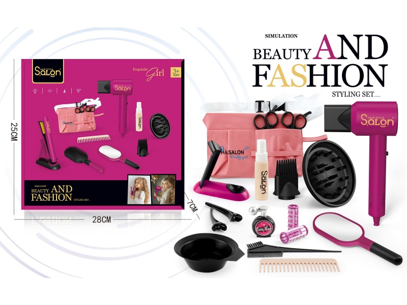 Diy House Play Accessories Simulation Salon Hair Care Tools Electric Hair Dryer Set 19 Pcs