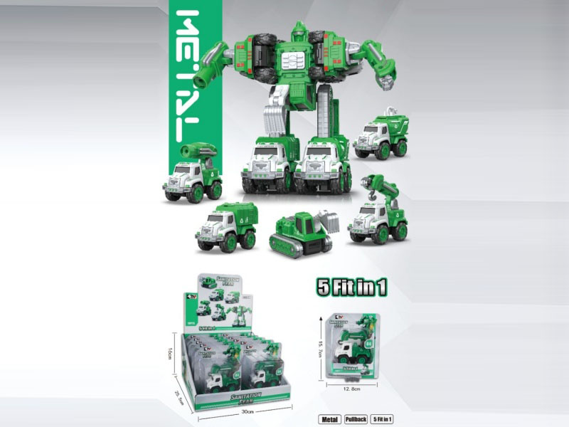 Alloy Engineering Warrior Alloy Engineering Rebound Vehicle Five-In-One Alloy Robot (10Pcs)