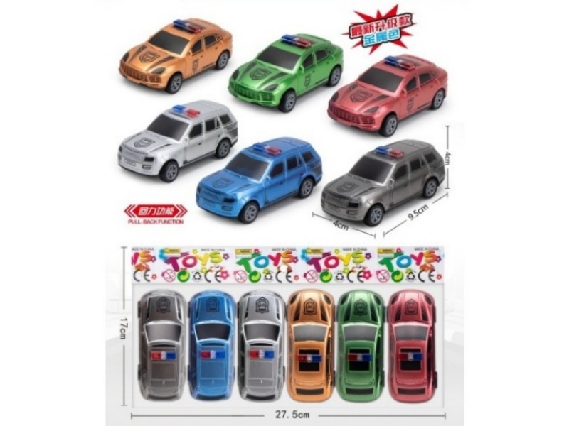 2 Sets Of 6-Color Small Returnee Police Cars (Metallic Color)