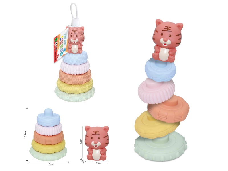 Soft Plastic Animal Stacking Toy(Tiger) 6pcs