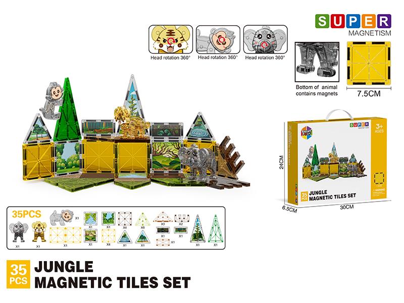 Jungle Series Magnetic Tiles Building Blocks 35PCS
