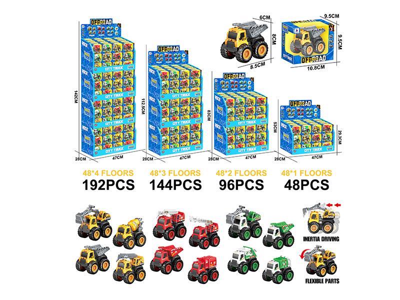 Friction Engineering Trucks, Fire Engines, Sanitation Trucks 48pcs