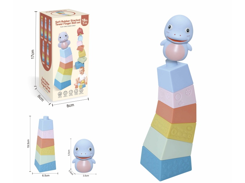 Soft Plastic Stacked Tower Finger Doll Set(Sea Animal) 7pcs