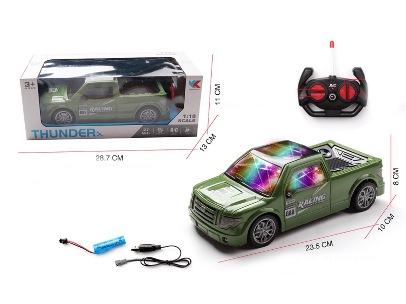 1:18 4CH Head Remote Control Racing Car +3D Lighting