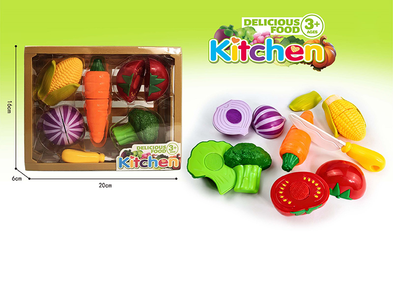 Simulation Wooden Box Cutting Vegetables Set